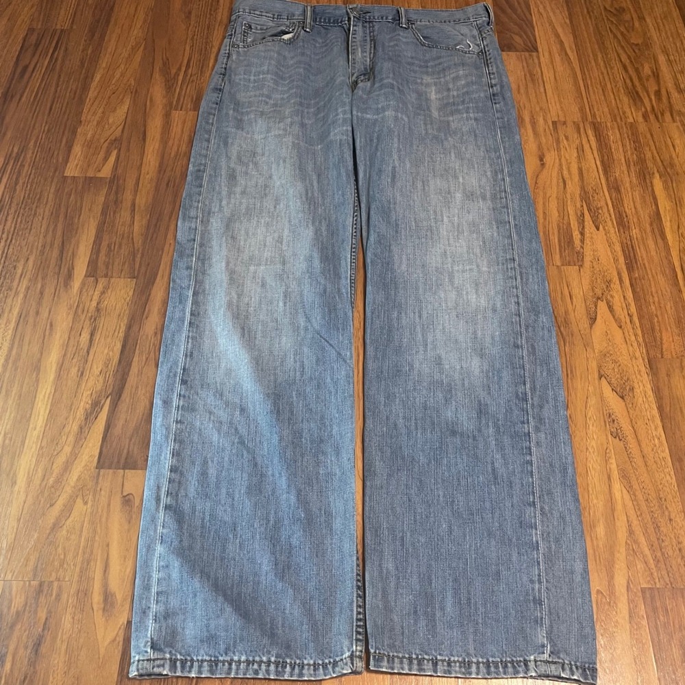 Levis 569 Loose Straight Jeans Mens 34x34 Blue Denim Light Wash Baggy Skater 00s